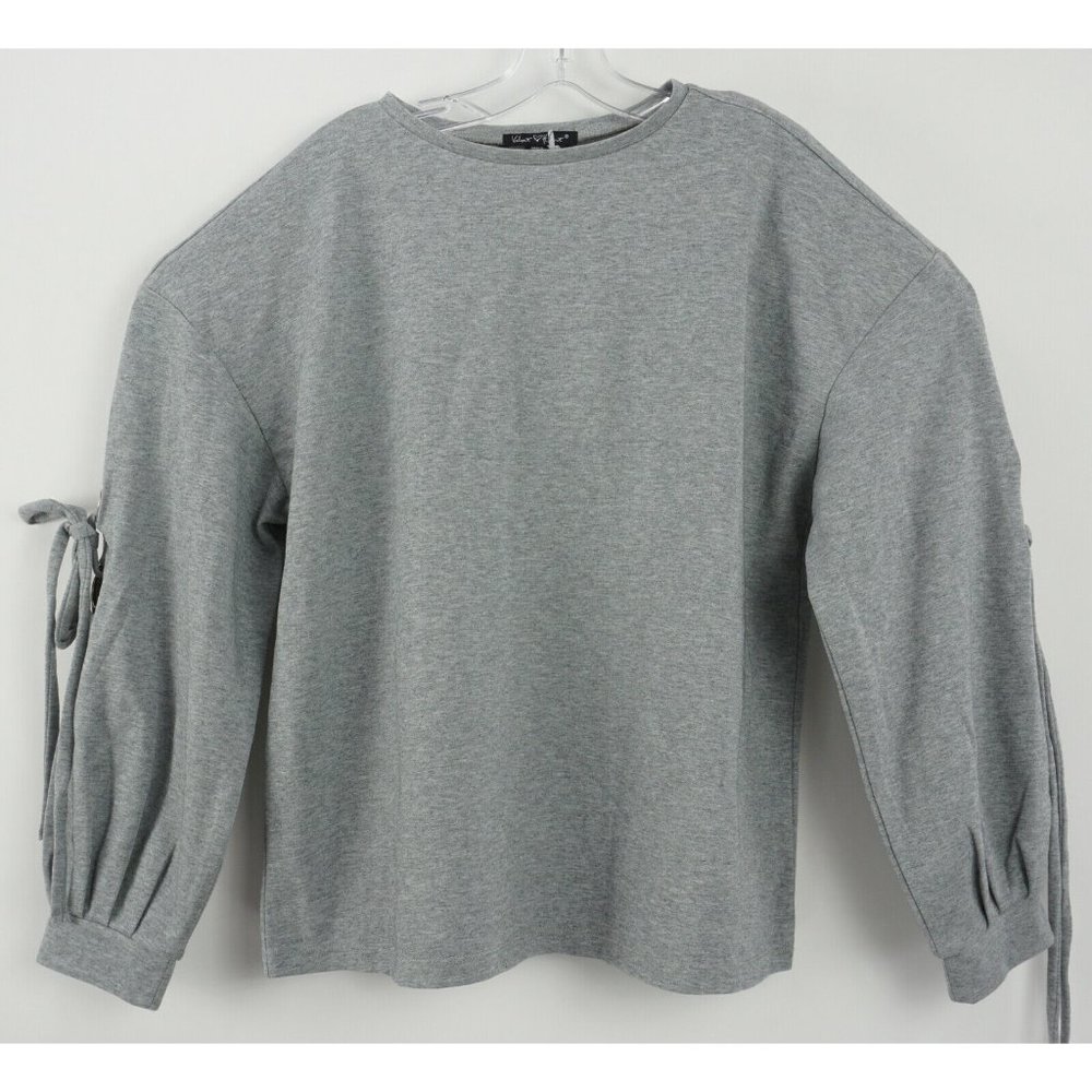 New Velvet Heart Womens Large Light Gray Heather Woven Cotton Ring‎ Sweatshirt